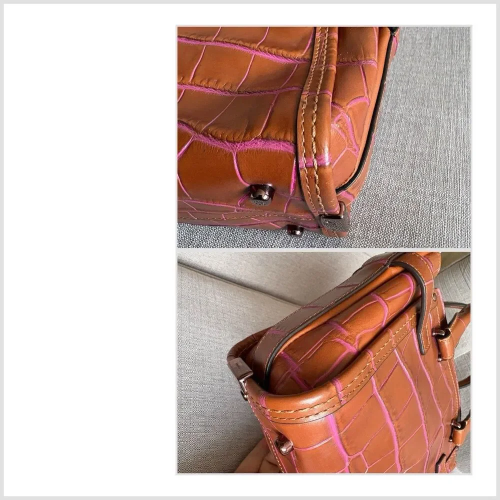 Coach Swagger 21 Carryall Satchel Crossbody Bag Exotic Croc-emboss Leather 37698